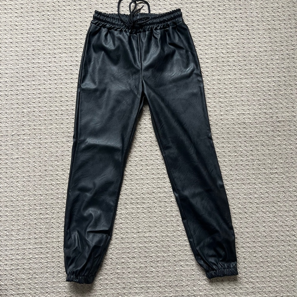 NWOT - Boohoo faux leather joggers